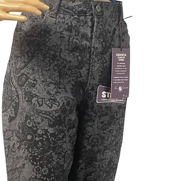NWT Gloria Vanderbilt Amanda Classic Jeans Size 12 - Black Floral - Picture 4 of 12